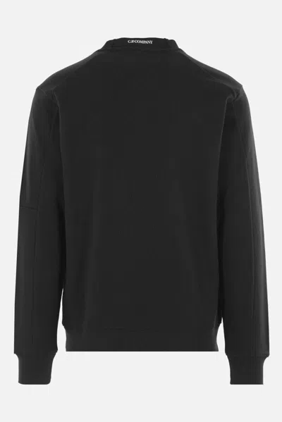 C.p. Company Cp Company Diagonal Raised Fleece Crew Neck Lens Sweatshirt In Black