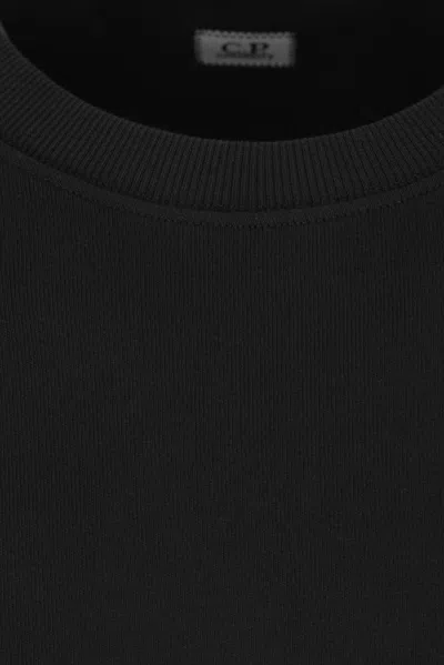 C.p. Company Cp Company Diagonal Raised Fleece Crew Neck Lens Sweatshirt In Black