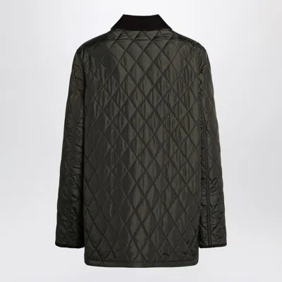Burberry Quilted Jacket Corduroy Collar Casual In Black