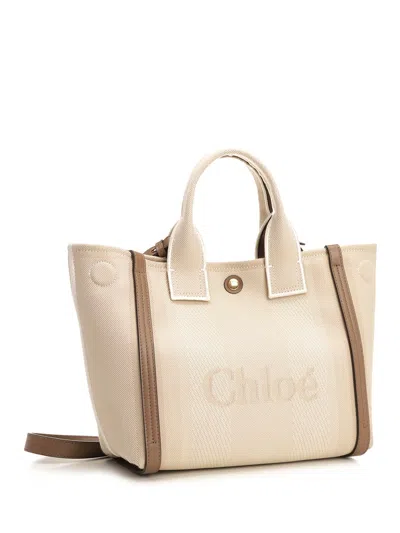 Chloé Carry Small Canvas Tote Bag In Brown