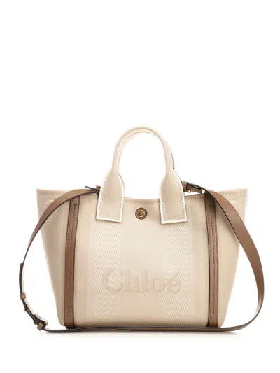 Chloé Carry Small Canvas Tote Bag In Brown