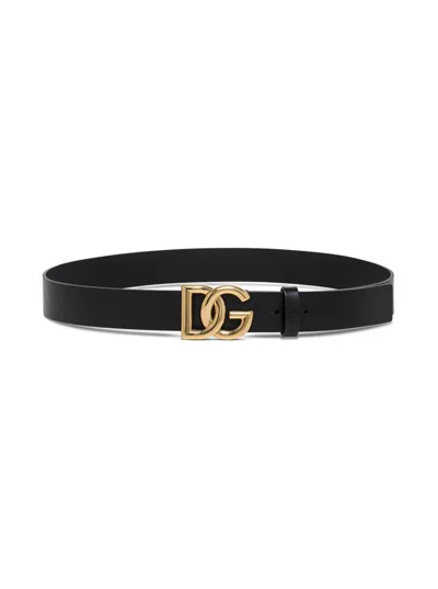 Dolce & Gabbana Logo-plaque Leather Belt In Brown