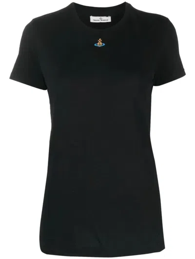 Vivienne Westwood Black Celestial Embroidered T-shirt In Black