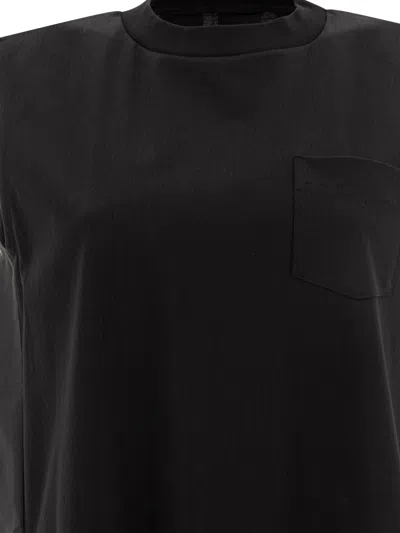Sacai Cotton Dress Dresses Black In Black
