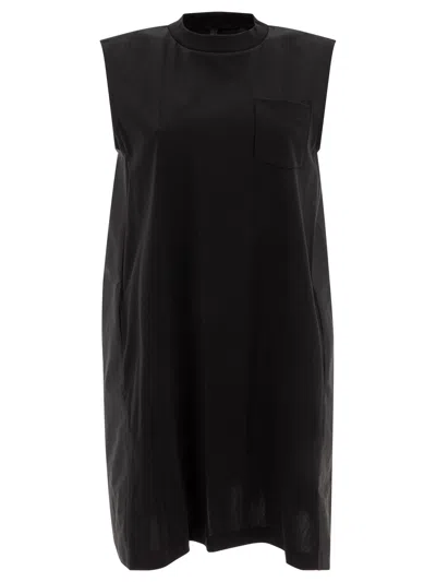 Sacai Cotton Dress Dresses Black In Black