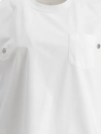 Sacai Cotton Jersey And Nylon Twill Tank Top Tops White In White
