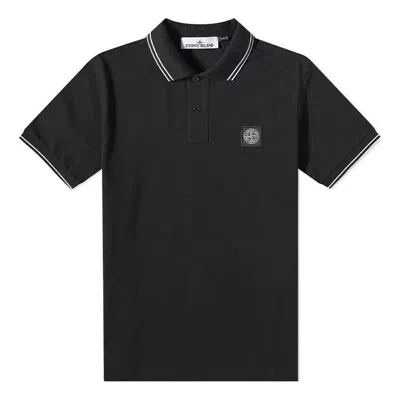 Stone Island Short Sleeve Slim Polo In Blue