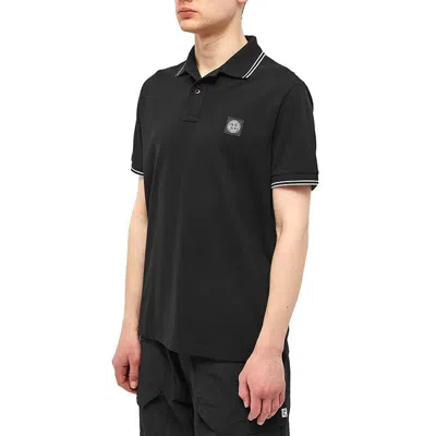 Stone Island Short Sleeve Slim Polo In Blue