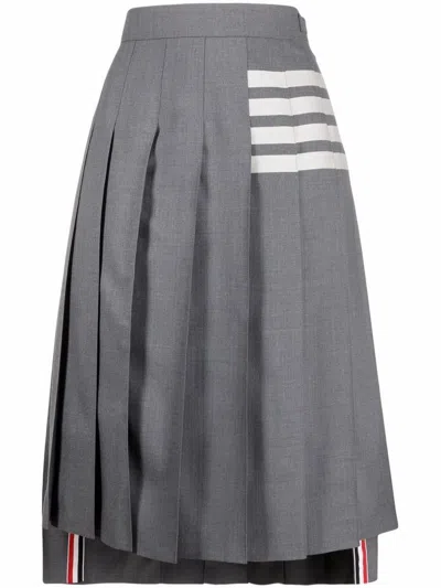 Thom Browne Drop Back Pleated Wool Skirt