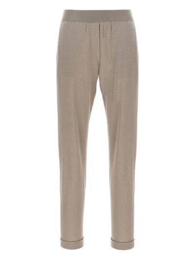 Brunello Cucinelli Wool And Silk Trousers In Brown