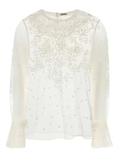 Bode White Mesh Middlemist Blouse