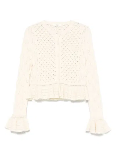 Chloé Latte-colored Crochet Cardigan In Blend In Neutral