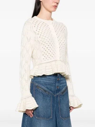 Chloé Latte-colored Crochet Cardigan In Blend In Neutral
