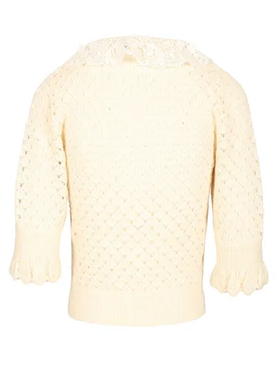 Chloé Pointelle Knit Sweaters And Cardigans White In Yellow