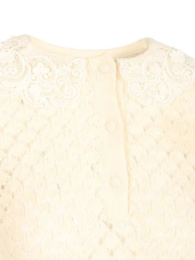 Chloé Pointelle Knit Sweaters And Cardigans White In Yellow