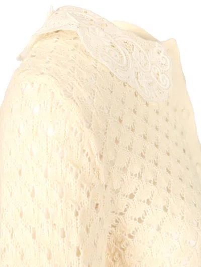 Chloé Pointelle Knit Sweaters And Cardigans White In Yellow
