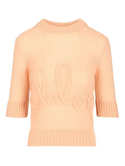 Chloé Wool And Silk Logo-applique Top