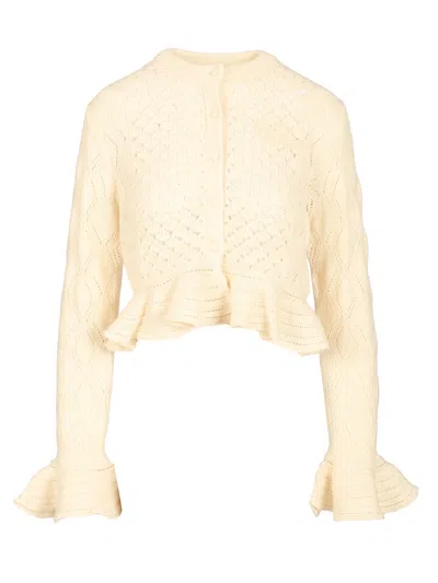 Chloé Pointelle Cardigan Sweaters And Cardigans White In Nude