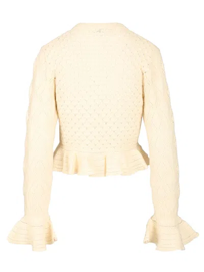 Chloé Pointelle Cardigan Sweaters And Cardigans White In Nude