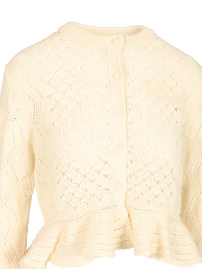 Chloé Pointelle Cardigan Sweaters And Cardigans White In Nude