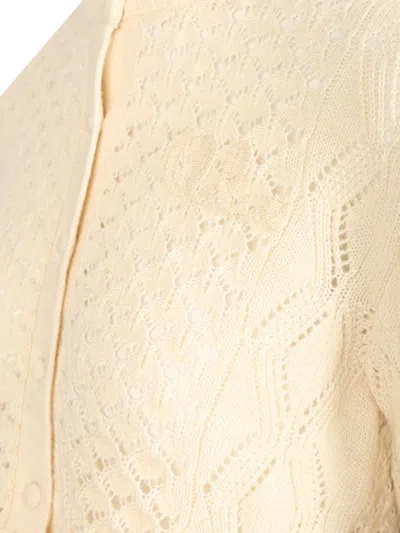 Chloé Pointelle Cardigan Sweaters And Cardigans White In Nude