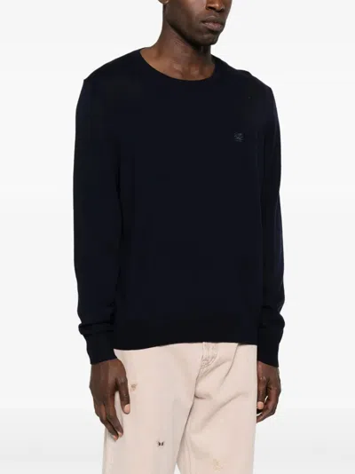 Etro Crew Neck Sweater With Embroidered Logo In Black