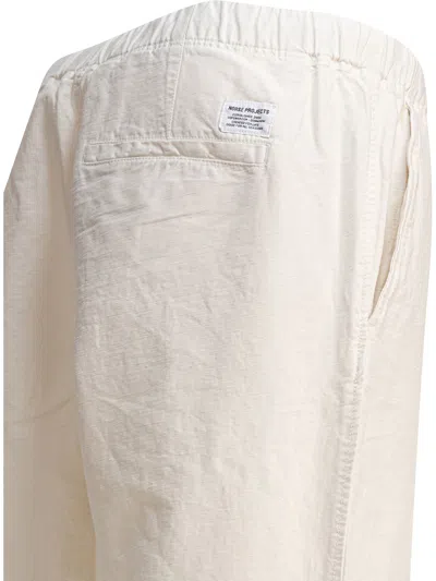 Norse Projects White Ezra Relaxed Cotton Linen Trousers In Neutral