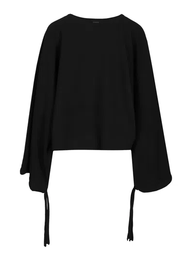 Max Mara Fine Wool Yarn Sweater Knitwear Black In Black