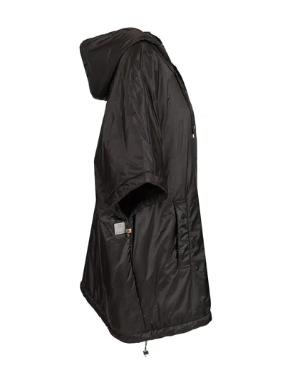 Max Mara The Cube Black Greenci Hooded Padded Cape In Blue