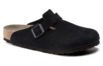 Birkenstock Boston Soft Footbed Suede Leather 'midnight' In Black