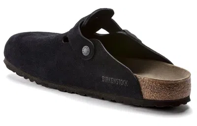 Birkenstock Boston Soft Footbed Suede Leather 'midnight' In Black