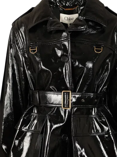 Chloé Belted Coated Cotton-canvas Jacket