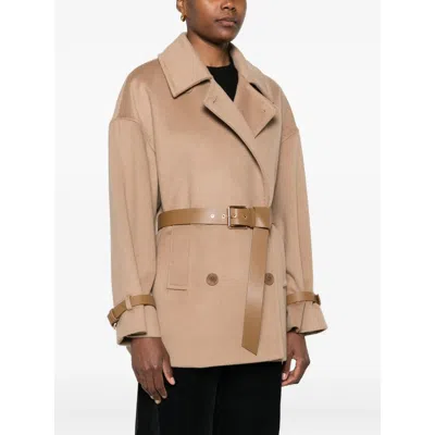 Max Mara Double-breasted Belted Coat In Neutral