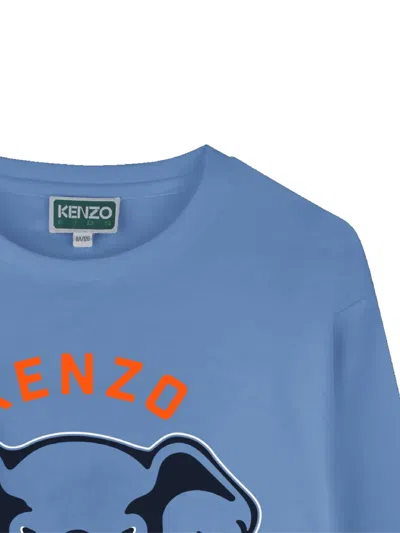 Kenzo Elephant-graphic Long-sleeve T-shirt In Blue