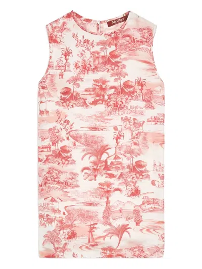 Max Mara Graphic-print Sleeveless Top In Red