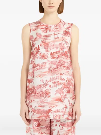 Max Mara Graphic-print Sleeveless Top In Red