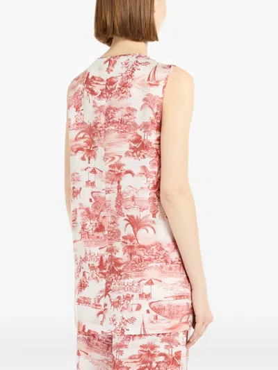 Max Mara Graphic-print Sleeveless Top In Red