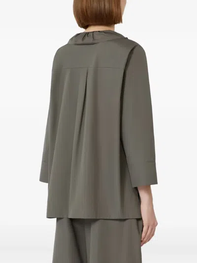 S Max Mara Womens Medium Grey Kristin Ruffled Cotton-poplin Blouse