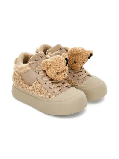 Monnalisa Sneakers Aus Teddybär-plüsch In Brown