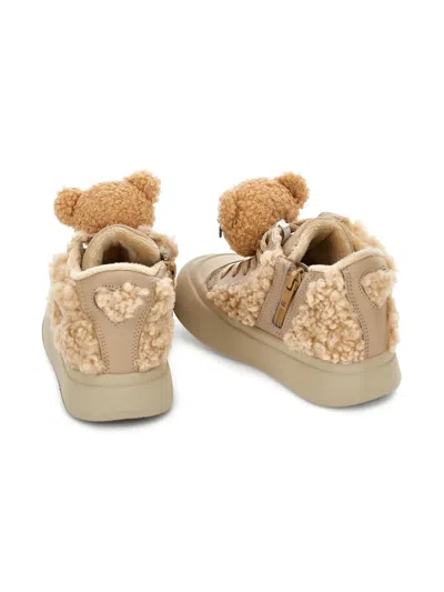 Monnalisa Sneakers Aus Teddybär-plüsch In Brown