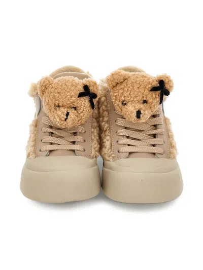 Monnalisa Sneakers Aus Teddybär-plüsch In Brown
