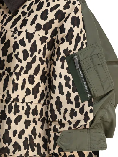 Sacai Leopard Jacket Jackets Brown In Animal Print