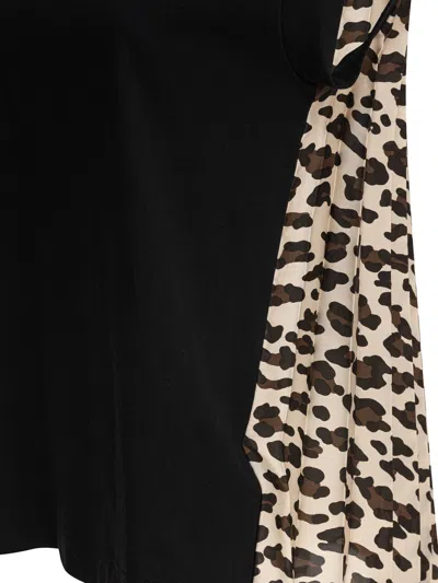 Sacai Leopard Print Knitted Top In Black