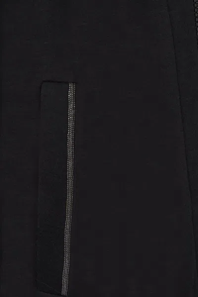 Brunello Cucinelli Women Cotton-silk Sweatshirt Topwear With Jewellery In Black