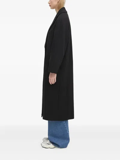 Apc Double-breasted Wool Coat In Black