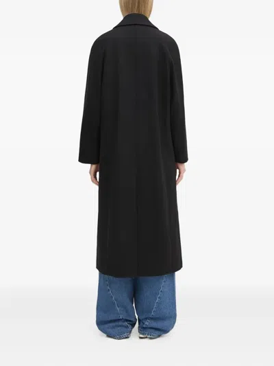 Apc Double-breasted Wool Coat In Black