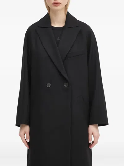 Apc Double-breasted Wool Coat In Black