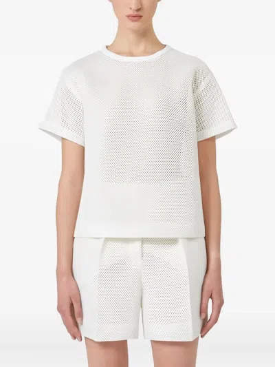 Max Mara Mesh Short-sleeved Top In White