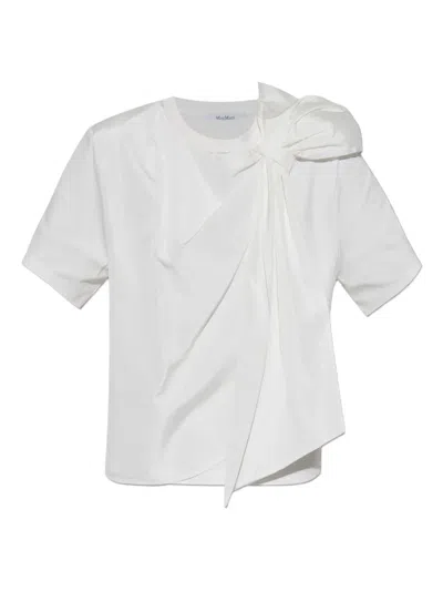 Max Mara Round Neck Short Sleeve T-shirt In White