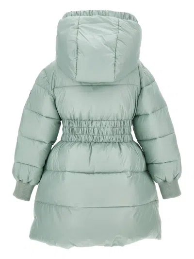 Monnalisa Hooded Puffer Coat In Green